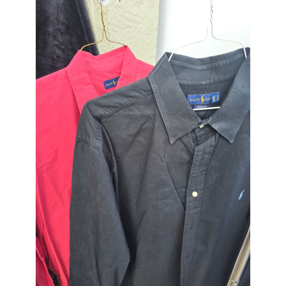 Lot of 2 Polo Ralph Lauren Men’s Big & Tall Shirts Size 2XB – Black + Red